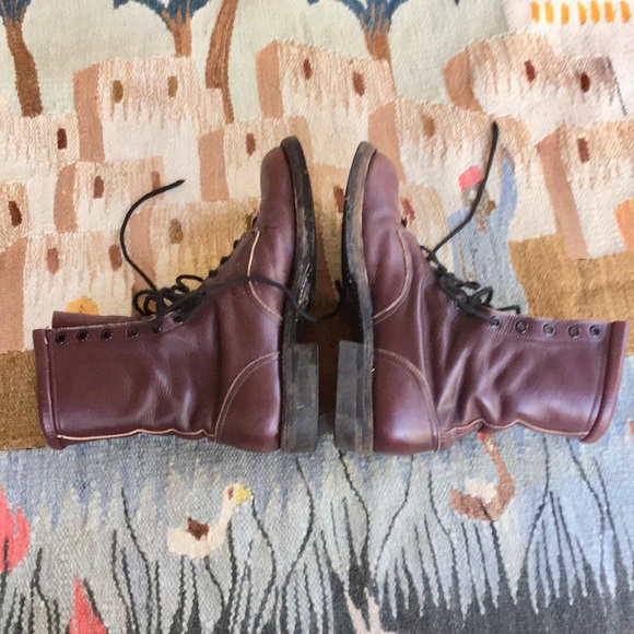 vintage genuine leather lace up boots